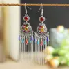 Brújulas Redondas Exóticas Transfronterizas Europeas y Americanas Pendientes Largos Estilo Chino Pendientes Elegantes con Borlas Retro Europeos y Americanos
