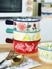 Tigela de cerâmica criativa com alça para cereais, sopa, macarrão, café da manhã estilo japonês, arroz, uso doméstico, tigelas de sopa e salada