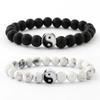 Pulsera Tai Chi Sol Marca de Moda Contraste de Color Blanco y Negro Mate Pulsera de Cuentas Hecha a Mano Mate Pulsera Blanca y Negra