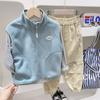 Outono e inverno nova Coreia do Sul roupas infantis masculinas e infantis polar fleece colete quente médio e grande bebê estilo ocidental casaco sem mangas