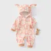 Ropa exterior con capucha para bebé, mameluco compuesto con cremallera para bebé, traje de gateo de otoño e invierno, mameluco cortavientos para niños con capucha