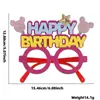Nuevas Gafas de Decoración para Fiesta de Cumpleaños Accesorios de Atmósfera para Cumpleaños Infantil Globo con Letra Montura de Gafas con Purpurina