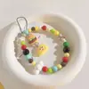Lanyard de Celular com Desenho Fofo de Urso Hambúrguer Queijo, Joia de Pulseira Curta com Contas, Corrente para Pendurar Capa de Fone de Ouvido para Mulheres