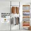 Perchero de suelo a techo, no requiere taladrar, extensible, adecuado para dormitorios, balcones y uso en interiores, con diseño reforzado y engrosado, para colgar ropa y almacenar artículos, producto transfronterizo