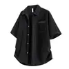 Camisa Casual de Manga Corta para Hombre, Color Sólido 2026 Verano, Logo Bordado, Cuello Solapa, Corte Holgado, Amigable con la Piel y Transpirable, Adecuada para Adolescentes