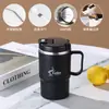 Taza de café de acero inoxidable con cuchara, taza aislante de alto valor de color, gran capacidad con pajita, taza, taza, logotipo de regalo
