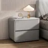 Mesa de cabeceira estilo creme, luxo leve, tamanho pequeno, madeira maciça e couro, quarto de alto padrão, sem necessidade de instalação, armário de armazenamento minimalista