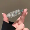 Grampo de Cabelo Elegante com Pérolas para Mulheres, Presilha de Metal com Laço Preto, Presilha Lateral de Alto Padrão, Presilha para Franja, Simples Presilha Bico de Pato