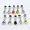Aleación de titanio ASTMF136 pendiente de bola de circón de tres garras material de grado de implante cabeza de joyería para piercing labial con bola de circón incrustada en garra