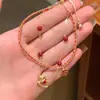 Pulseira com Pingente de Pônei com Contas e Corda Trançada Novo Estilo para Mulheres, Pulseira de Nicho de Luxo de Alta Qualidade, Joias de Ano Novo Novo Estilo Chinês