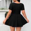 Vestido Corto Sexy de Escote Bajo Transfronterizo Europeo y Americano 2025 para Mujer, Vestido Corto Adelgazante que Ceñe la Cintura con Pantalones Cortos Anti-Exposición Conjunto de Dos Piezas