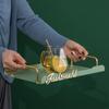 Bandeja de metal para tazas de té, bandeja rectangular para mesa de centro, bandeja de entrada, adornos de lujo ligeros para tazas de té