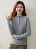 Estilo Nuevo Otoño Manga Larga Botón de Concha 35 Cachemir 65 Lana Holgado Versátil Adelgazante Temperamento Suave Punto para Mujer