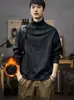 Camiseta de algodón de manga larga, gruesa, de peso pesado, con relieve y forro polar para invierno para hombre, nueva prenda exterior casual versátil de otoño/invierno 2026
