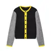 Estilo Europeo y Americano Transfronterizo Z Nueva Moda Elegante Ropa para Mujer al por Mayor Chaqueta de Punto de Color Contrastante de un Solo Botón 5536195