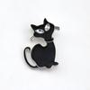 Broche Corsage Esmaltado Preto Série Gato Desenho Animado Retrô Europeu e Americano Forma de Gato