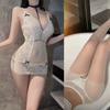 Nuevo camisón de alta gama con escote en V profundo y encaje sexy con perspectiva tentadora, uniforme sexy