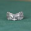 Anillo de plata con pie de rey ciervo dorado, artesanía vintage, estilo antiguo chino, ruibeast Xingshi, anillo abierto, anillo femenino, joyería de plata