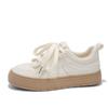 Zapatillas de Felpa Blancas Cremosas Estilo Hong Kong Casual con Jeans Zapatos Blancos Casuales y Cómodos B-9391