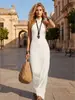 2026 Novo Vestido Feminino Europeu e Americano Transfronteiriço Amazon Slim-Fit Fashionável e Elegante Sem Mangas com Gola Halter