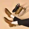 Zapatos de Tobillo para Mujer de Cuero Suave con Punta Fina Vintage 2026 Otoño Nuevos Versátiles Botines de Tacón Bajo de 3cm Suela Gruesa Versátiles Antideslizantes
