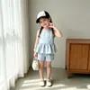 Venta Caliente Transfronteriza Conjunto de Niña de Fresas con Lunares Verano Chaleco sin Mangas para Bebé Conjunto de Dos Piezas Shorts Estilo Coreano Ropa Infantil