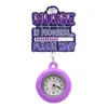 Reloj de bolsillo retráctil para enfermera RN más vendido transfronterizo, hebilla de acrílico con purpurina fácil de tirar, reloj de bolsillo anti-pérdida con insignia médica NURSE