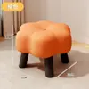 Taburete Pequeño para Uso Doméstico, Taburete Bajo para Sala de Estar, Taburete Suave Acolchado para Mesa de Café, Taburete para Sofá, Taburete Pequeño para Cambiarse los Zapatos, Taburete Creativo con Forma de Flor, Banco Pequeño