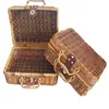 Suministro Bolsos de Ratán Equipaje Retro Accesorios para Fotos Caja de Picnic Caja de Almacenamiento Pastoral Cesta de Almacenamiento Caja de Paja