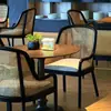 Nueva Silla de Comedor Simple de Madera Maciza y Ratán Estilo Chino para Hogar, Hotel, Diseñador, Ocio, Respaldo, Silla de Negociación, Silla de Sala de Modelos
