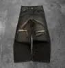 Jeans Gótico Dark Retro High Street Lavado e Desgastado Outono/Inverno Novo Estilo Europeu e Americano Calça Reta