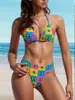 2026 Nuevo Bikini Sexy con Tirantes Estampado Transfronterizo Europeo y Americano para Comercio Exterior Set de Traje de Baño de Dos Piezas de Moda con Estampado de Leopardo para Mujeres