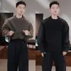 Sudadera con Capucha Patchwork de Otoño para Hombre Silueta Sencilla y Moderna Tendencia Casual Versátil Pícaro Atractivo Holgada Manga Larga Top