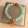 Pulseira de Contas de Ábaco Estilo Antigo com Design de Caqui, Contas Ruyi de Caqui Jade Sintético em Cor Degradê, Contas de Vidro, Pulseira de Contas de Oração Budista