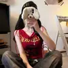 5152 # Estilo Nuevo de Verano Estilo Puro Deseo Estampado de Letras Camiseta Corta Ajustada Top de Una Pieza para Mujer con Copas