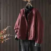 Chaqueta de Algodón Lavado de Cuello Redondo de un Solo Botón Estilo Nuevo Otoño 2026 para Mujer, Chaqueta Casual Artística Vintage de Corte Holgado para Mujer