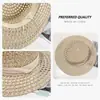 Chapéu de Palha Estilo Old Money Estilo Francês com Topo Plano para Mulheres, Chapéu de Sol para Férias na Praia de Verão, Fedora Respirável Vazado