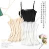 Chaleco interior de punto de seda de morera para primavera y verano para mujer, color sólido, sexy encaje, tirantes finos, para llevar debajo, delgado
