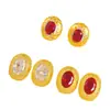 Brincos de Luxo Estilo Hong Kong para Mulheres com Forte Retenção de Cor, Banhados a Ouro com Padrão de Diamante, Zircônia Estrelada e Tarraxas em Formato de Ovo de Pombo