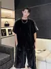 Traje Casual a Rayas Estilo Americano para Hombre, Conjunto de Shorts de Manga Corta Retro Trendy para Jóvenes de Verano para Deporte al Aire Libre