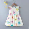 Vestido de princesa floral de verão para meninas Vestido de praia Vestido de colete de seda de algodão Vestido infantil Vestido de linha A