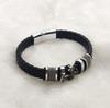 Temu Mais Vendido Pulseira de Couro Trançada Cruzada Masculina Pulseira Atacado Estilo Punk Fabricante de Pulseiras Transfronteiriças Atacado