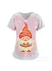Camiseta de Manga Corta con Estampado de Dibujos Animados Navideños y Cuello en V Uniforme de Enfermera Camiseta con Estampado de Copos de Nieve Lindos y Atmósfera Navideña Uniforme de Enfermera