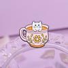 Broche Creativo de Taza Capibara Gato Rana Lindo Animal de Dibujos Animados Insignia de Metal Divertido Colgante Medalla