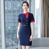 Vestido elegante de cuello alto y manga corta para mujer, estilo coreano, para primavera y verano, nuevo uniforme de azafata de recepción del departamento de ventas, ropa de trabajo