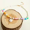 Venta Caliente Cuentas de Arcilla Rodajas de Arcilla Polimérica Colgante de Concha de Nácar Collar de Una Sola Capa Estilo Vacaciones en la Playa Cadena para la Clavícula Para Mujeres