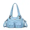 Bolsa de Motocicleta Retro Europea y Americana Tendencia Transfronteriza Bolso de Hombro de Nicho Tendencia de Nicho Estilo Chica Picante Bolso de Cuero Suave Bolso de Mano