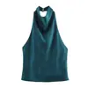Atacado de Comércio Exterior Transfronteiriço do Aliexpress Verão 2026 Novo Top Elegante com Gola Halter para Mulheres, Estilo Europeu e Americano, Textura de Cetim de Seda
