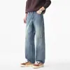Jeans para hombre estilo americano con diseño desgastado, dañado y arrugado, estilo callejero, casual, holgados, de pierna recta, ropa para hombre Xintang
