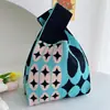 Bolso Chaleco Bolso Chaleco Bolso de Mano Tejido Casual Bolso de Mano Contraste de Color Ajedrez Bolso de Mano Coreano de Lujo Ligero